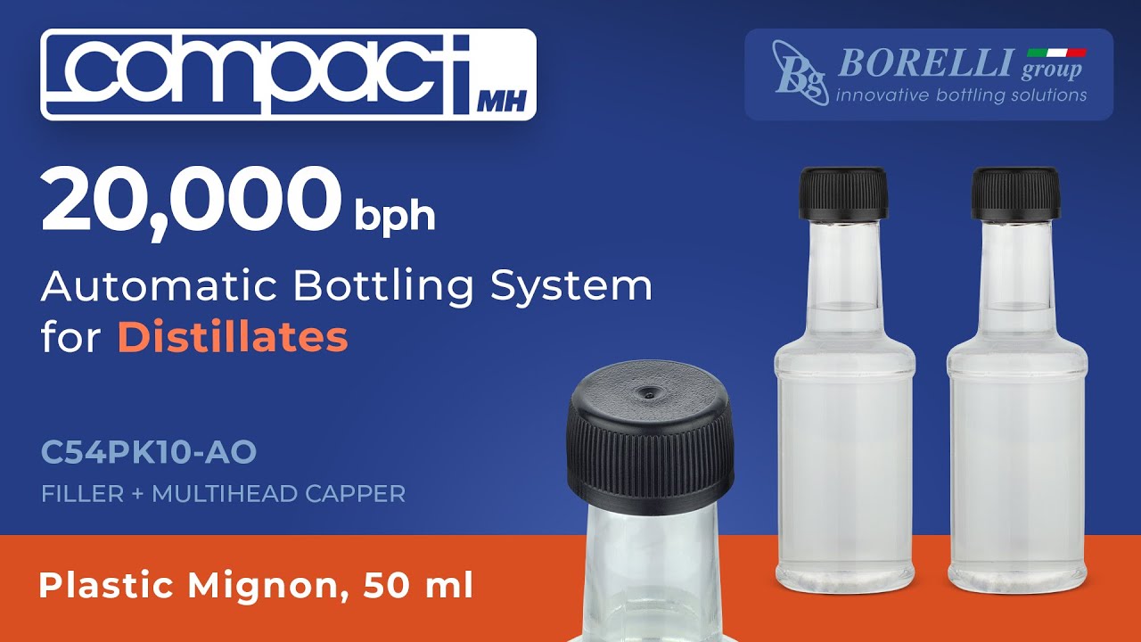 Playlist video di imbottigliamento di distillati alimentare con i monoblocchi prodotti da BORELLI group